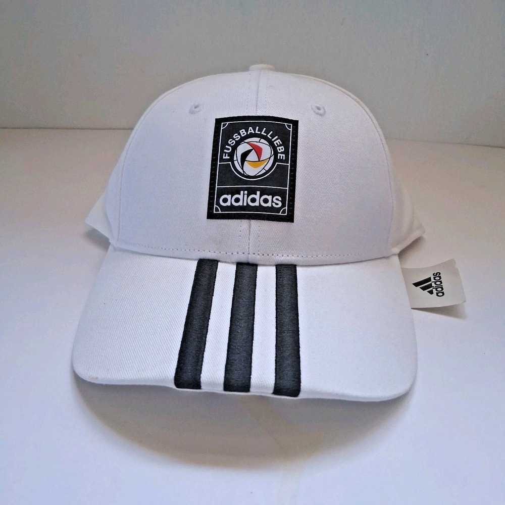 Adidas Fussballiebe Cotton Cap Snapback One Size White Adjustable Strapback Logo